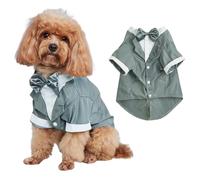 Traje de esmoquin para perro pequeño con agujero de tracción, camisa de fiesta de boda para gato, perro, chaqueta de disfraz de festival de mascotas, ropa formal de príncipe caballero para perros