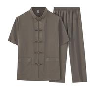 Traje De Espiga De Lino De Algodón para Hombres, Ropa De Arte Marcial De 2 Piezas, Pantalón Chino De Manga De Chino, Tai Chi Kung Fu Disfraz(Size:185,Color:d)