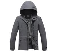 Traje de esquí con capucha para hombre, color sólido y resistente al viento, chaqueta cálida y transpirable, gris, XL
