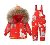 Traje de esquí infantil con chaqueta de plumón, chaqueta de plumón con capucha + pantalones de SK i bebé niñas mono de nieve, 2 unidades conjunto de esquí de invierno, abrigo de plumón de SK i, rosa 1
