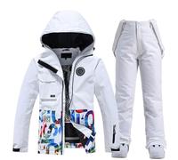 Traje de Esquí para Hombre y Mujer a Juego - Color de Tabla Doble, Cálido, para Nieve y Exteriores - Conjunto de Dos Piezas con Leggins para Entrenamiento