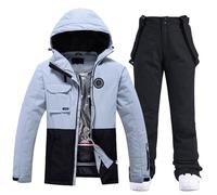 Traje De Esquí Térmico Impermeable para Mujer Conjunto De Dos Piezas Pantalón Y Chaqueta Abrigo Montaña Invierno Nieve (Black, M)