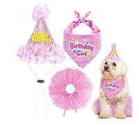 Traje de Falda tutú para Perros - Suministros de de cumpleaños para Perros de 12 Pulgadas, Bonito Sombrero Bandana | Elegante Disfraz de Ropa para Mascotas Grandes, Medianas, pequeñas, Adultos