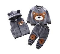 Traje de felpa para niños de 3 piezas de otoño e invierno para niños de 0 a 3 años de edad gris Talla:100# for around 13kg