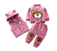 Traje de felpa para niños de 3 piezas de otoño e invierno para niños de 0 a 3 años de edad rojo rosso Talla:73# for around 7.5kg