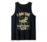 Traje de Fiesta de Dinosaurio Retro con Texto en inglés I Am The Birthday Boy Camiseta sin Mangas