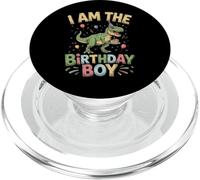 Traje de Fiesta de Dinosaurio Retro con Texto en inglés I Am The Birthday Boy PopSockets PopGrip para MagSafe