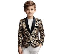 Traje de fiesta sin mangas para niños y niños, color sólido, moderno, lentejuelas, ajuste estrecho, manga larga, solapa juvenil, abrigo informal de esquí alpino, Negro , 12YT