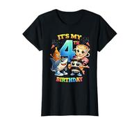 Traje de Fiesta temática de tiburón para niño con Texto en inglés It's My 4th Birthday Camiseta