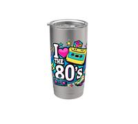 Traje de fiesta vintage de los años 80 para hombres y mujeres, años ochenta, I Love The 80s Vaso térmico de acero inoxidable de doble pared