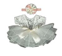 Traje de fotografía para bebé, falda de encaje con lazo y diadema de flores para recién nacidas, accesorios para tomar fotos, trajes de falda de bebé para niñas