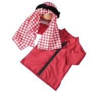 Traje de fotografía para recién nacidos de Oriente Medio, vestido de bebé de manga larga y estampado para la cabeza, turbante, accesorios a juego