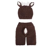 Traje de fotografía recién nacido, lindo bebé recién nacido apoyos de la foto de ganchillo de ciervo sombrero traje de accesorios de fotografía traje accesorios fotografia bebe