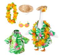 Traje de ganso hawaiano para porche, interesante disfraz de ganso para el regreso a clases, ropa de ganso para patio, corona hawaiana con sombrero de paja, gafas, decoración artística para terraza al