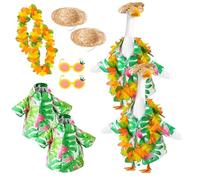 Traje de ganso hawaiano para porche, interesante disfraz de ganso para el regreso a clases, ropa de ganso para patio, corona hawaiana con sombrero de paja, gafas, decoración artística para terraza al