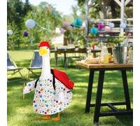 Traje de ganso para el porche de regreso a clases, 4 piezas/juego de ropa de estatua de ganso para patio, porche de césped, ropa de ganso con bolsa escolar, disfraz de primer día de escuela para