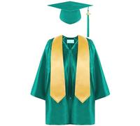 Traje de graduación para niños Toga y Birrete 2025 Cape Vestido Brillante Manga Larga, Adolescente con Sombrero Borla a Juego