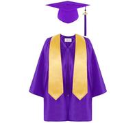 Traje de graduación para niños Toga y Birrete 2025 Cape Vestido Brillante Manga Larga, Adolescente con Sombrero Borla a Juego