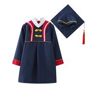 Traje de graduación para niños Toga y Birrete con Borla Brillante tasel tacha Juego 3 Piezas jardín Infancia Unisex Mate en Edad Preescolar