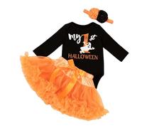 Traje de Halloween para niña, Mono Manga Larga con Vestido tutú, Bonito Disfraz niña pequeña, Conjunto Fiesta Morado y Naranja Trajes De Noche Elegantes Mujer Plus