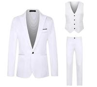 Traje De Hombre 3 Piezas Ceremonia Smoking Blazer Pantalones Chaleco con Un Botón Tinta Unitaria Negocios Elegante Traje De Hombre Ajustado Ceremonia Vestido De Novia Casual De Negocios Cena Trajes De