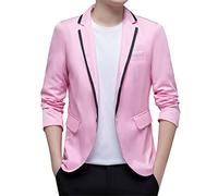 Traje de hombre para boda, negocios, hombre, traje de boda, chaqueta de traje completo para hombre, chaqueta de traje de un botón, corte ajustado, abrigo deportivo para uso diario, B-rosa., L