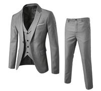 Traje de hombre Slim Fit 3 piezas, traje moderno para hombre, traje de 3 piezas, blazer, chaqueta, pantalón, chaleco para bodas de negocios, gris, XL