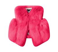 Traje de invierno para niñas pequeñas, chaleco de imitación, hombros gruesos, cálido, abrigo largo para niñas, talla 8 (rosa intenso, 3-4 años)