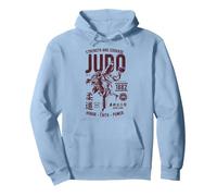 Traje de Judo Retro Desgastado Hombres Vintage Judo Sudadera con Capucha, Unisex para Adultos, Azul Polvoriento, XXL