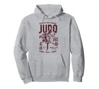 Traje de Judo Retro Desgastado Hombres Vintage Judo Sudadera con Capucha, Unisex para Adultos, Gris Jaspeado, L