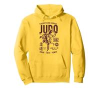 Traje de Judo Retro Desgastado Hombres Vintage Judo Sudadera con Capucha, Unisex para Adultos, Limón, L