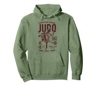 Traje de Judo Retro Desgastado Hombres Vintage Judo Sudadera con Capucha, Unisex para Adultos, Verde Salvia, XXL