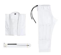 Traje De Judo Traje Jiu Jitsu Gi for hombres BJJ mujeres grappling preencogido que absorbe el sudor lavable a máquina ligero - con cinturón(White,A0)