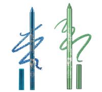 Traje de lápiz de delineador flash de gel de color, 2 bolígrafos de delineador de ojos, bolígrafo de delineador de ojos impermeable, sombra de ojos, ceja, lápiz de ojos (07 Azul y 08 Verde)