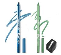 Traje de lápiz de delineador flash de gel de color, 2 bolígrafos de delineador de ojos, bolígrafo de delineador de ojos impermeable, sombra de ojos, ceja, lápiz de ojos (07 Azul & 08 Verde)