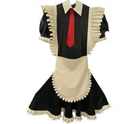 Traje De Látex Uniforme Vestidos Con Delantal Fetiche De Látex,Negro,SEÑORA-XXXL