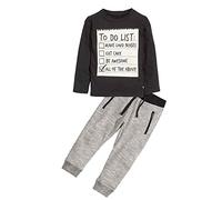 Traje De Lentejuelas Conjunto de Ropa de Manga Larga para niños pequeños y bebés, Sudadera con Estampado de Letras, Tops, Pantalones Largos, 2 uds., Trajes de chándal de otoño (Black, 6-7 Years)
