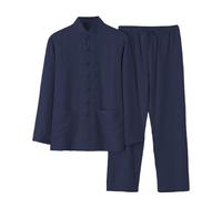 Traje de lino chino de verano de 2 piezas para hombre, traje de casa de un solo color, conjunto de pantalones, cómodo traje de ocio, transpirable, traje de hombre de corte regular, traje de verano de