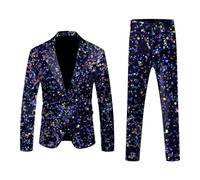 Traje de manga larga con botones de solapa para hombre, a la moda y divertido, estampado de carnaval, chaqueta casual, Negro, XL