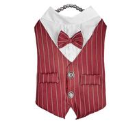 Traje de Mascota Suave Transpirable a Rayas livianas Camisa de Tono de boque de boque (Rojo)
