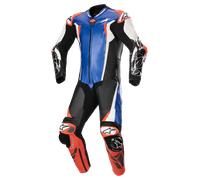 Alpinestars Absolute V2 Traje de cuero de motocicleta de una pieza, negro-blanco-azul, tamaño 48 para Hombres