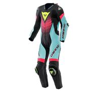 Traje de moto Cuero Hombre Dainese LAGUNA SECA 6 Perforado Black/Water/Fuxia