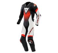Traje de moto Cuero Hombre Dainese LAGUNA SECA 6 Perforado Black/White/Red-Fluo