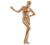 Traje de mujer con purpurina de talla grande para mujer, de una pieza, medias elásticas de segunda piel, traje de fiesta completo, traje de cosplay, oro rosa, XL