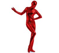 Traje de mujer con purpurina de una pieza para mujer, medias elásticas de segunda piel, traje completo para cosplay, rojo, XXL