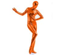 Traje de mujer con purpurina de una pieza para mujer, medias elásticas de segunda piel, traje de cuerpo completo, color naranja, talla M