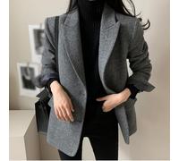 Traje de mujer Primavera Otoño Blazer de un solo pecho Moda Elegante Chaqueta versátil Elegante Blazer de un solo pecho Chaqueta casual con estilo (S gris)