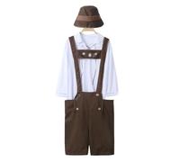 Traje de nailon de Alemania Oktoberfest bávaro, disfraz de cerveza, disfraz de Halloween, traje de invierno para hombre (marrón, XXL)
