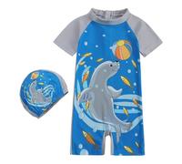 Traje de Natación Niño - Traje de Baño Infantil Dinosaurio con Cremallera y Sombrero para Surf y Natación Segura