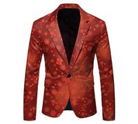 Traje de Navidad con estampado de copo de nieve y Papá Noel para hombre, con solapa y botones, rosso, XXL